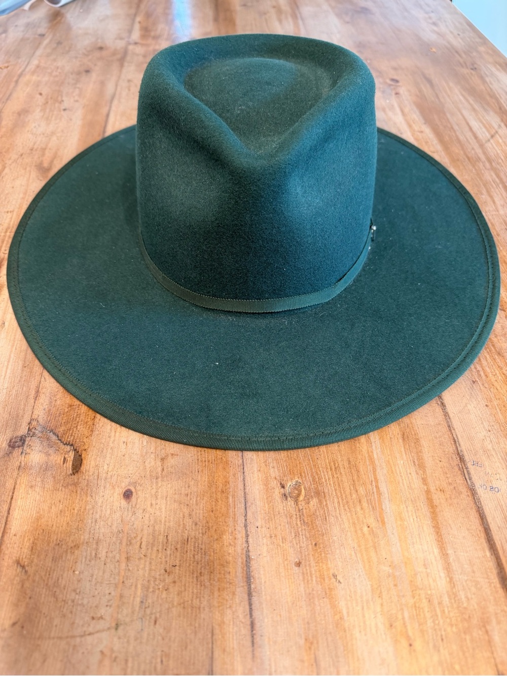Men's Forest Green Wool Felt Fedora Hat